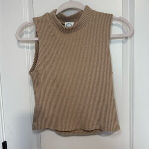 Blue‎ Rain- Sleeveless Ribbed Tan Top